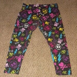 No Boundaries Skull and Lightning Leggings - Black, Pink, Blue, Green, Yellow